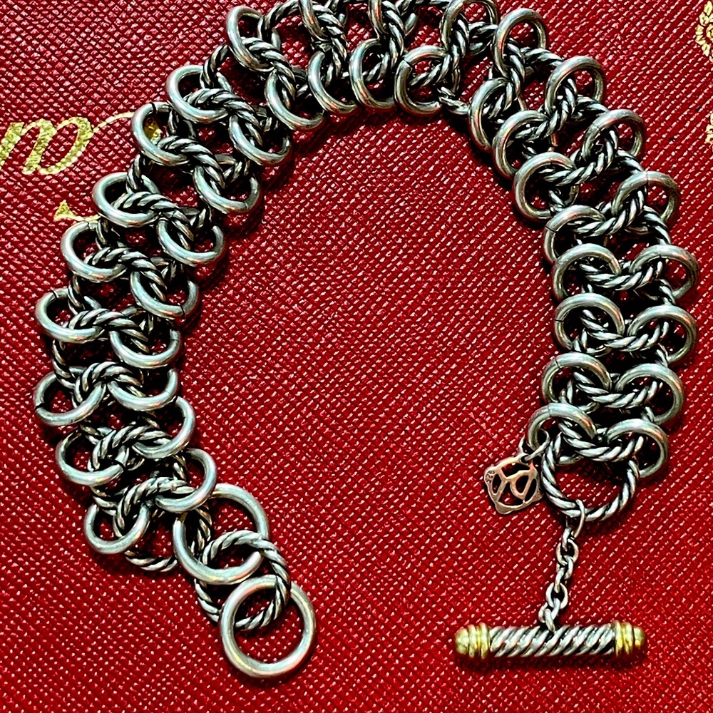 SOLD- Authentic DAVID YURMAN link bracelet w/24kt gold very nice!